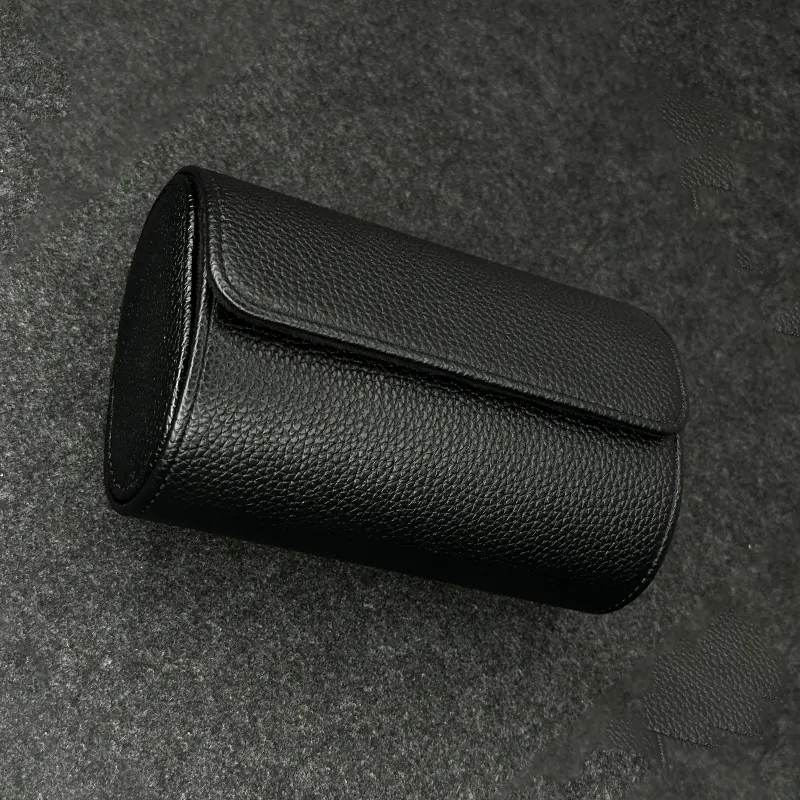 Premium Quality Imported Black Leather Travel Watch Box 2 Slots